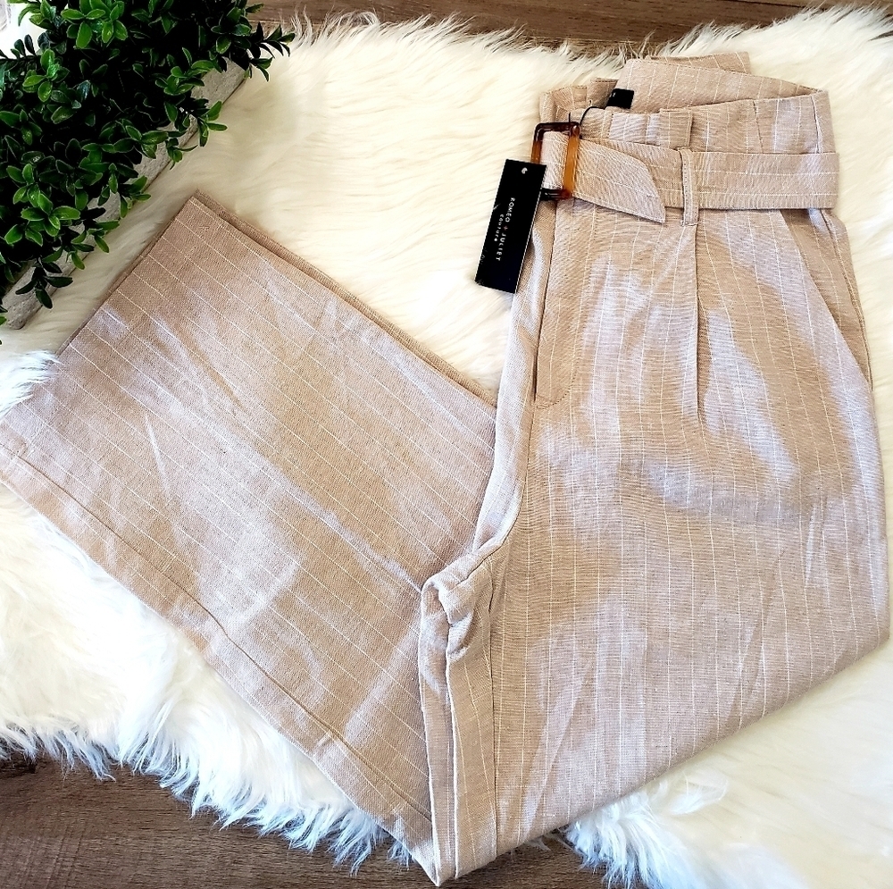 Romeo + Juliet Couture Striped Linen Pants NEW